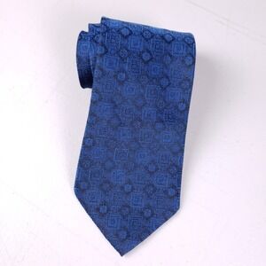 KETCH Necktie Blue Geometric Pattern Men's Tie Made In USA‎ Classic Style